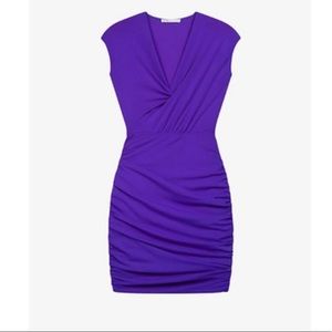 Maje Ruchhed short purple dress